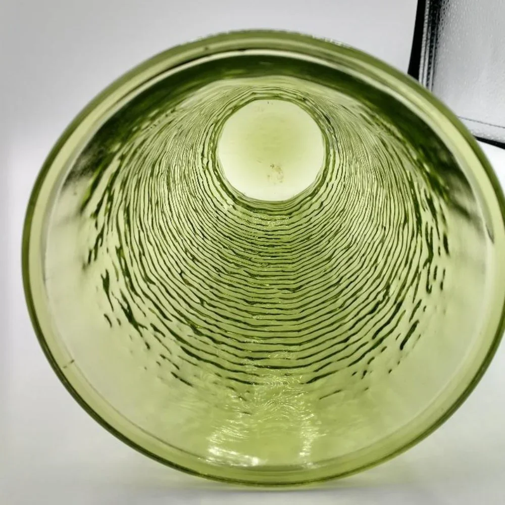 Vintage Napco Cleveland Co. Crinkle Textured Green Glass Vase